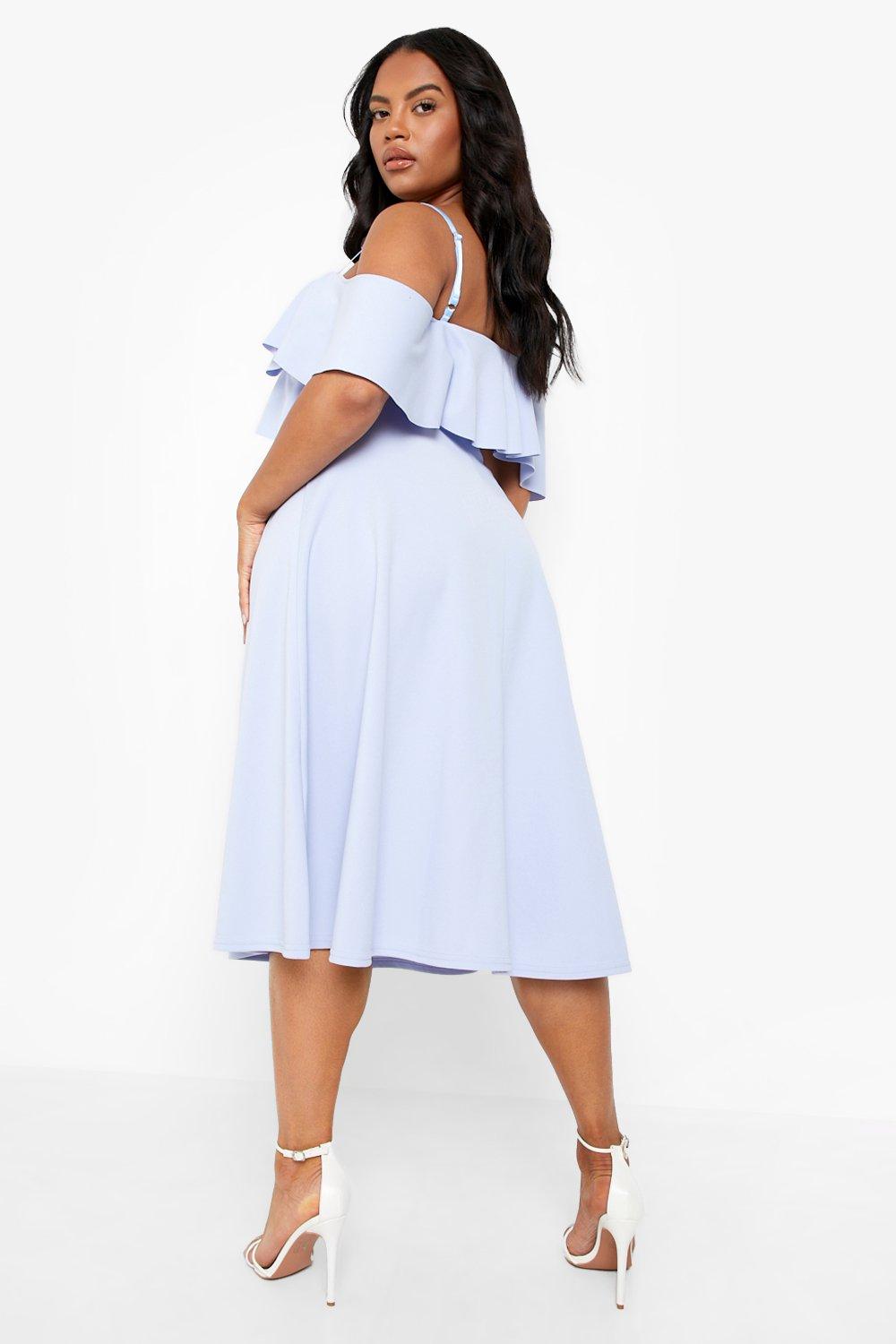 Cold shoulder midi sales dress for wedding guest